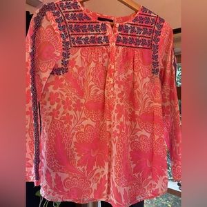 J. Crew light weight cotton pink floral boho tunic